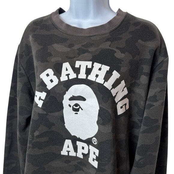 Authentic Bathing Ape Camouflage Crewneck Sweater Comfy Cozy Unisex XL *FLAWED - Picture 4 of 14